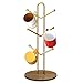 Buruis Mug Rack Tree, Decorative Flower Pattern Base Metal Mug Holder, Kitchen Coffee Mug Tree Countertop Tea Cups Holder Stand, Coffee Cup Dryer with 6 Hooks (Copper)