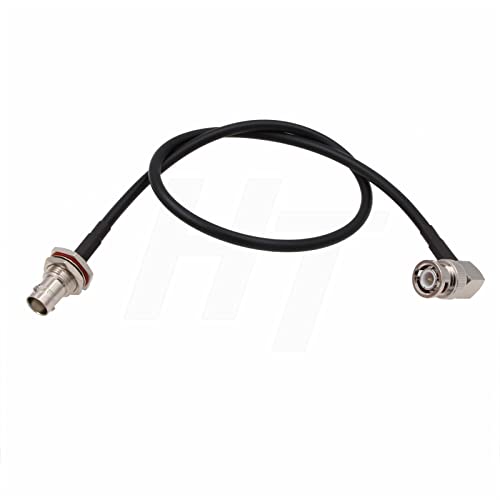 HangTon 6G SDI RF同軸 50オーム ケーブル 直角BNCオスからBNCメス バルクヘッドマウント ダブルシールド 低損失 RG223 カメラモニタービデオアンテナ GPSラジオ用 (60)