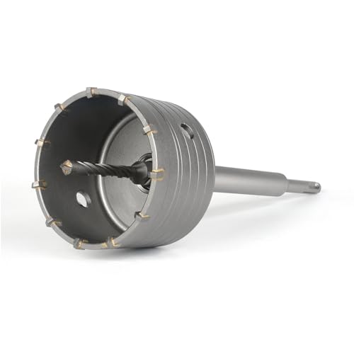 Image of BINOTA 90 mm (3-1 /2 inch) Concrete Hole Saw with SDS-Plus Shank | Tungsten carbide drill bit; SDS-Plus shank (220 mm); Cross-type center drill; Dry drilling for concrete /brick /stone /masonry