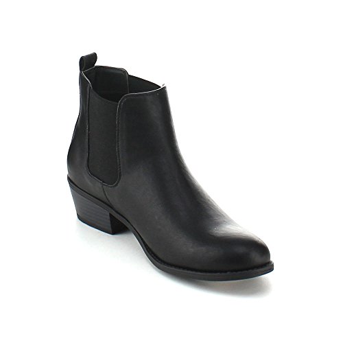 REFRESH TILDON-02 Women's Almond Toe Simple Flat Heel Ankle Riding Booties,Black,11