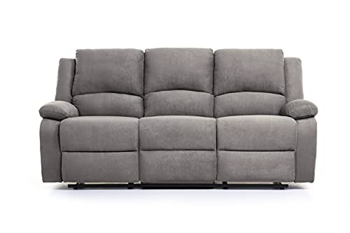 LOUNGITUDE - DETENTE - Canapé de relaxation - Electrique - 3 Places - Inclinaison réglable - En Microfibre - Gris -L193cm