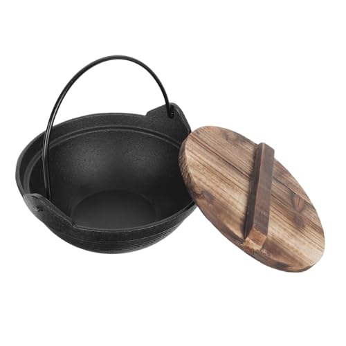 SOIMISS Olla Pequeña de Hierro Fundido con Tapa de para Cocina de Inducción Resistente y Fácil de Limpiar para Persona para Sopas y Ramen