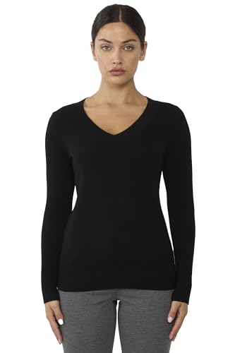 Image of JENNIE LIU Women's 100% Pure Cashmere Long Sleeve Ava V Neck Pullover Sweater