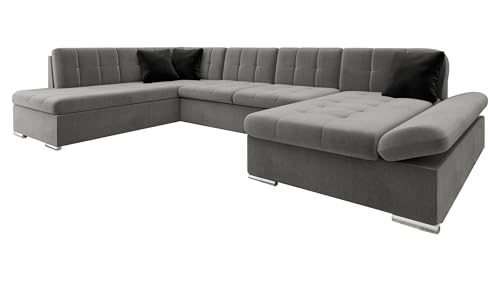 Mirjan24 Sofá Esquinero Bergen Design Con Función De Dormir Y Cajón, Reposabrazos Regulables, Forma De U, Salón (Manila 16 + 18)