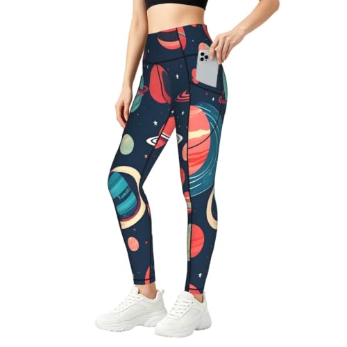 Pantalones de yoga con bolsillos QYUHBNS estampado galaxia para fitness y correr