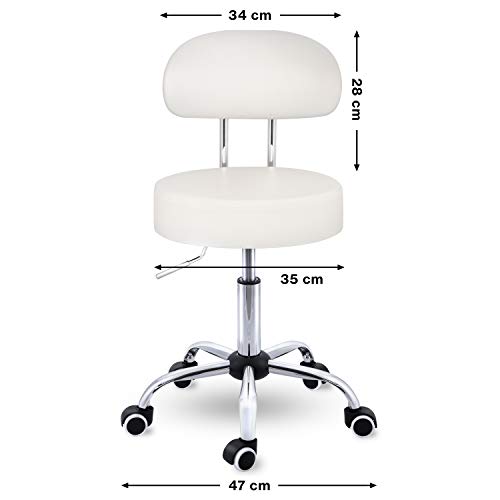 Rollhocker Tresko mit Lehne in Beige – Höhenverstellbar und Mobil
