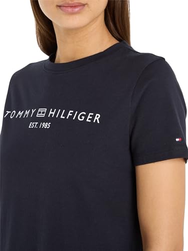 Tommy Hilfiger Damen T-Shirt Kleid Logo Baumwolle, Blau (Desert Sky), M – Ansicht 3