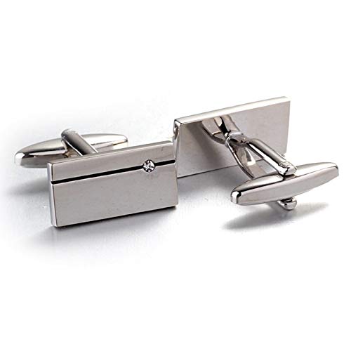 Mancuernillas rectangulares de plata para hombre miniatura 5