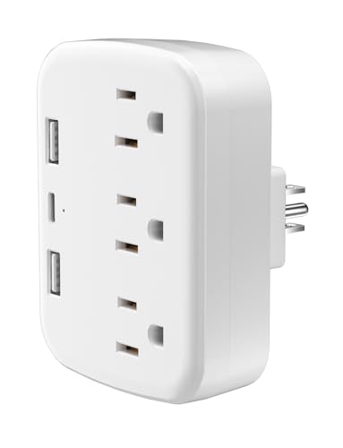 Citelect Multi Plug Outlet Extender, Surge Protector, Electrical Wall Splitter with 3 AC Outlets & 3 USB Ports (2 USB-A + 1 USB-C), Plug Adapter for Home/Office/Hotel/Travel, White(1 Pack)
