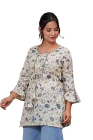Image of Floral Printed Kurta, Full Sleeve