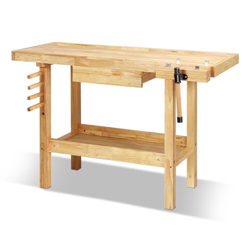 Magshion 50" Rubberwood Bench with Vise