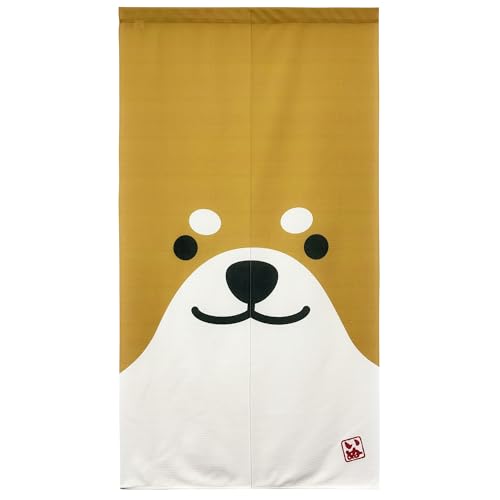 のれん 暖簾 おしゃれ カーテン 間仕切り 仕切りカーテン 目隠し 犬 柴犬 日本犬 和風 和柄 いぬ ビッグフェイス dog SHIBAINU かわいい BIG柴犬 85×150cm (茶柴)のサムネイル