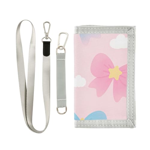 GuoChe Trifold Wallet for Boys Ages 9-12 Mini Outdoor Sports Purse Coin Pocket & Card Holder, Travel Accessory Cute Bow