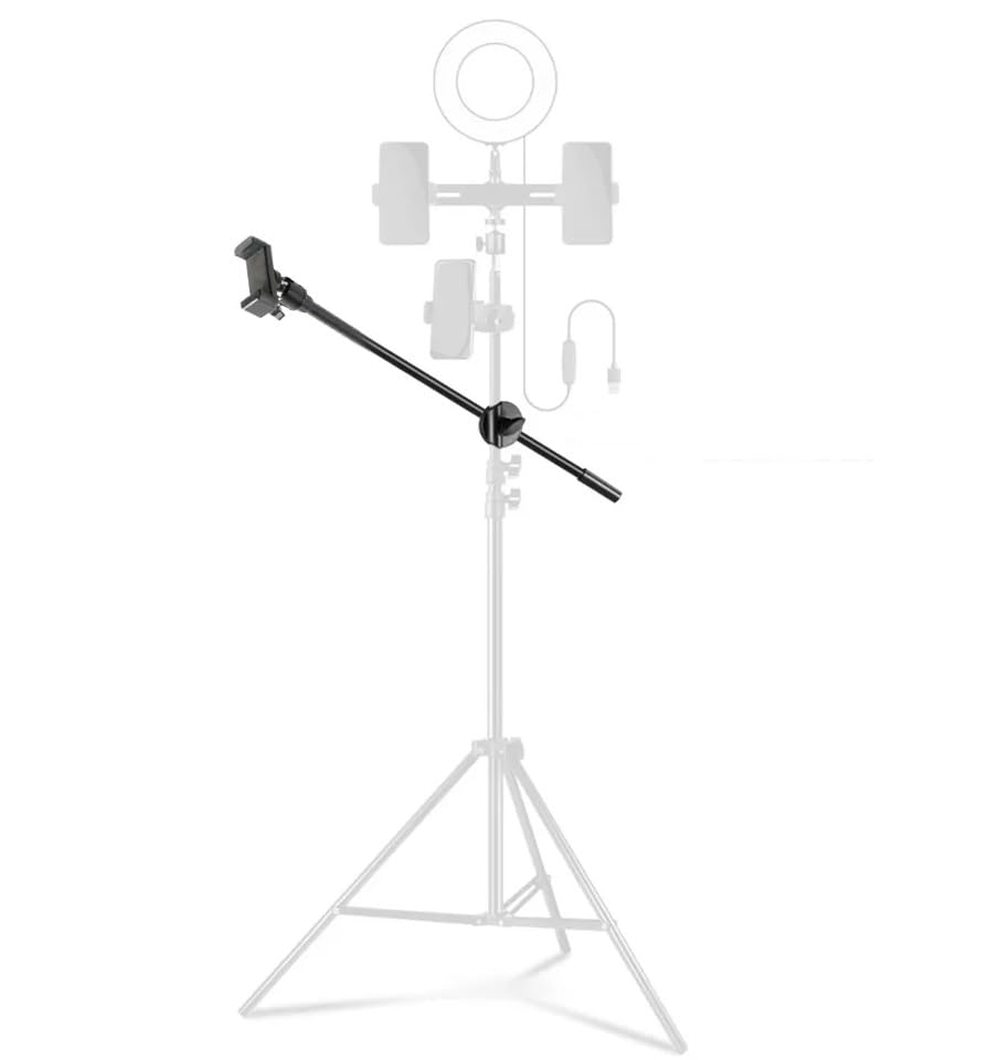 Image of FKU Adjustable Overhead Cross Arm with Clamp, 360 Rotatable Flexible Metal Stand for Camera, Phone, Microphone & Ring Light