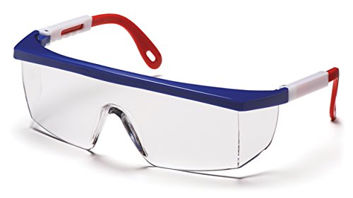 Pyramex Integra Safety Eyewear, Clear Lens With Red, White, And Blue Frame #TOP13