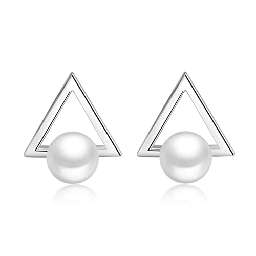 Boucles d'oreilles argent 925 femme perle triangle anti-allergie