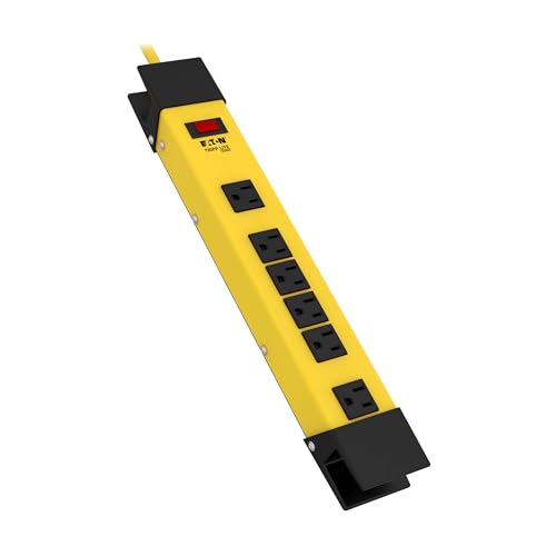 Tripp Lite 6 Outlet Safety Power Strip, 9ft Cord with GFCI 5-15P Plug, Hang Holes (TLM609GF) Black/Yellow