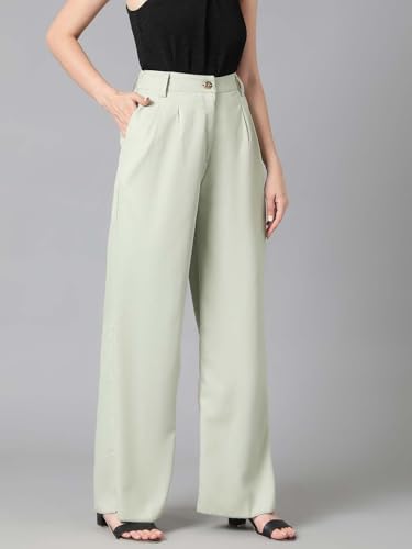 Image of KOTTY Womens Cotton Blend Straight Fit Trousers
