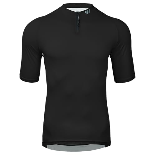 La Mejor comparativa de Malliot disponible en línea. 12 Wulibike - Maillot de ciclismo para hombre, manga corta, media cierre con bolsillos, ropa de bicicleta transpirable de secado rápido, Negro -, Large