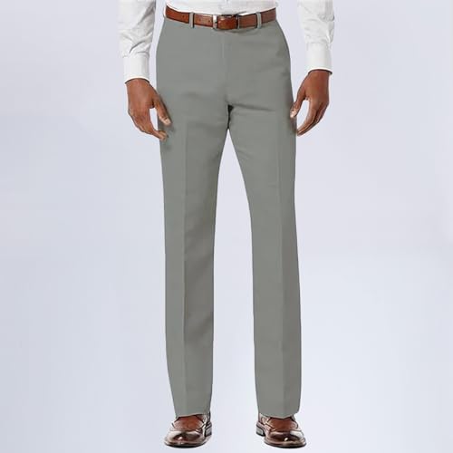 Mens Dress Pants Straight Slacks Comfort Classic Regular Fit Casual Expandable Waist Slim Solid Fall Suit Trousers2