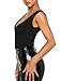 REORIA Women's Summer Sexy Plunge Deep V Neck Double Lined Sleeveless Backless Slim Fitted Cami Camisole Going Out Cropped Tank Top Trendy Basic Crop Tops Black Medium