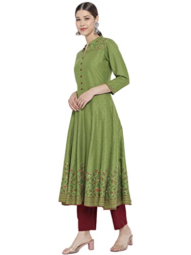 Image of Yash Gallery Women's Rayon Relaxed Fit Anarkali Floral Printed Kurta