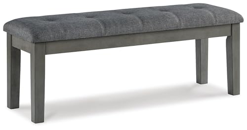 Image of Signature Design by Ashley Hallanden Rustic Tufted Upholstered Dining Room Bench, Gray