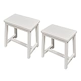 URINGO Hölzerner massiver Hocker mit Gegenhöhe, moderner weißer Barhocker für Innenmöbel Küche Esslokal und Bistro (weiß)