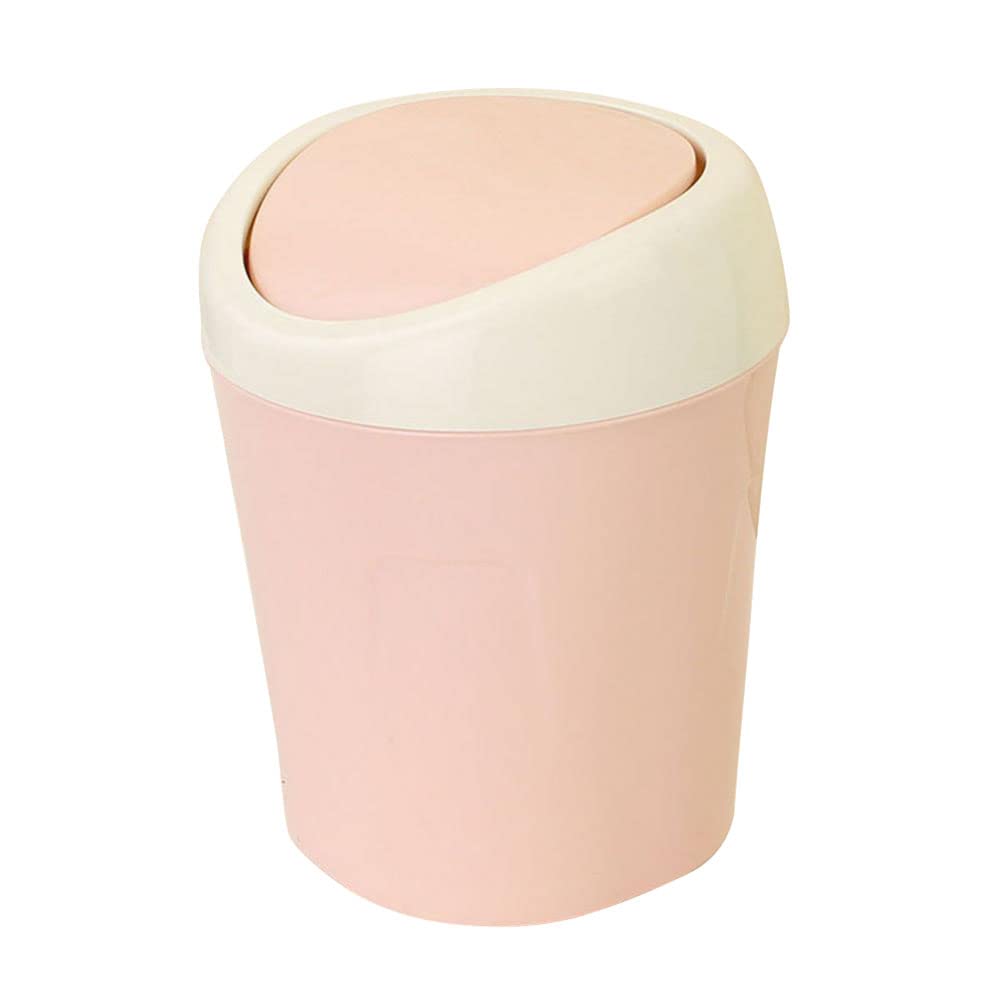 Abfallbehälter Küchenabfalleimer, Mini-Mülleimer, Schreibtisch-Mülleimer mit Schwingdeckel, Tisch-Papierkorb, Kunststoff-Arbeitsplatten-Mülleimer, kleiner Abfalleimer for das Home Office(Pink)