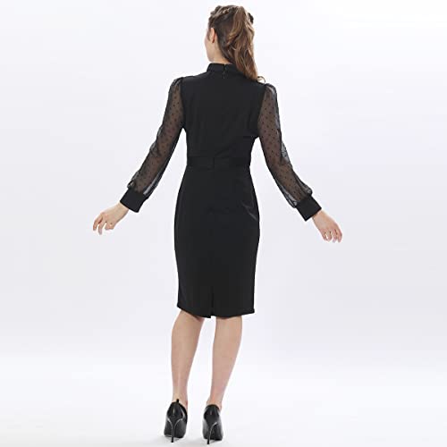Catholic Church Ministers Clergy Dress For Women Lantern Sleeve Loose Slim Fit Cocktail Party Pencil Dresses Black #TOP2