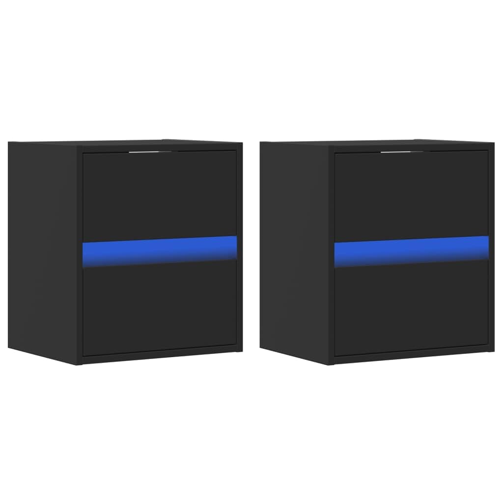 Mobili TV a Parete con Luci LED 2 Pz Neri 41x31x45 cm