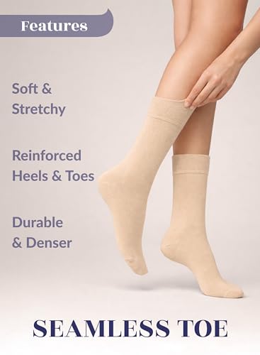 Image of Hugh Ugoli Women's Thin Soft Rayon Derived from Bamboo Crew Socks for Dress, Trouser, Seamless Toe & Non-Binding, 5-8 /9-11