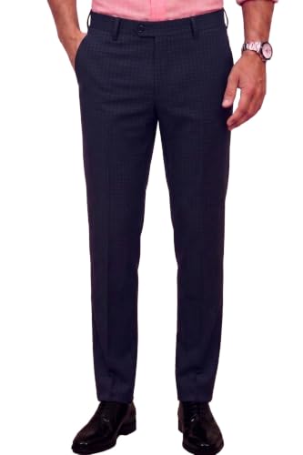 Image of Peter England Men's Slim Fit Mid Rise Premium Formal Stretchable Knit Super Trouser | Comfort Lycra | 360-Degree Stretch