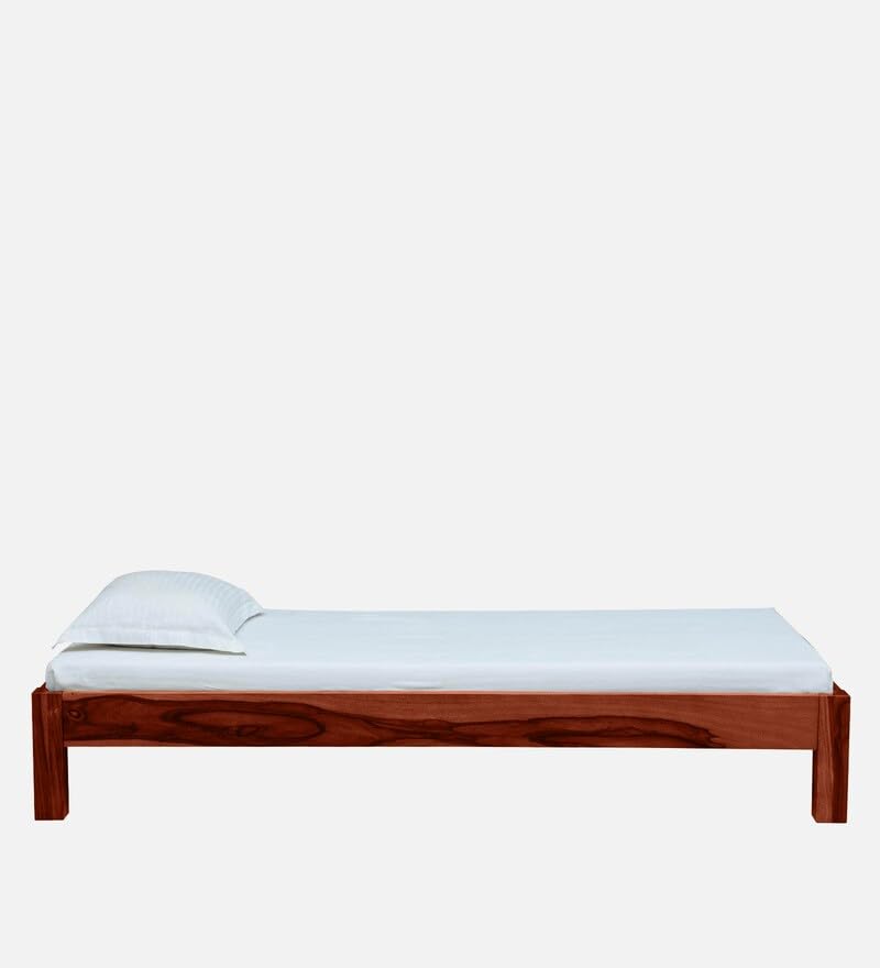 Image of Furnire Carp Sheesham Wood Single Bed Without Storage for Bedroom Home Solid Wood Low Height Single Palang Cot for Hotels (Do It Yourself) - (Honey Finish)