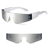 Futuristische Sonnenbrille,Futuristische Partybrille,Space Brille,Alien Brille Set,Silber Futuristische Brille,Herren Sport Fahrradbrille,Fun Glasses Cosplay Kostüm Brille
