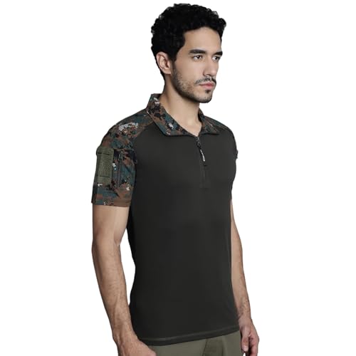 Image of MOUNTMILLER Men's Short Sleeve Ripstop Tactical Polo T-Shirt | Anti-Odor | Moisture-Wicking | UV Protective| Ideal for Hiking & Trekking, Outdoor