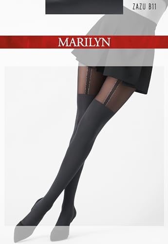 Image of MARILYN Mock Suspender Tights Over Knee Stockings Illusion Thigh High European Design