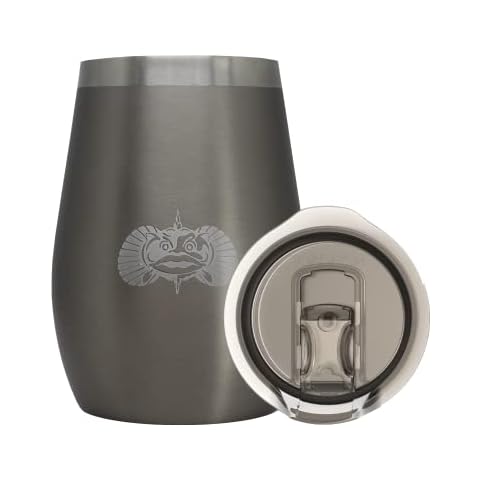Toadfish Non-tipping 10oz Double Wall Insulated Stainless Steel Stemless Travel Wine Tumbler w/Easy Slide Lid - Graphite Cover