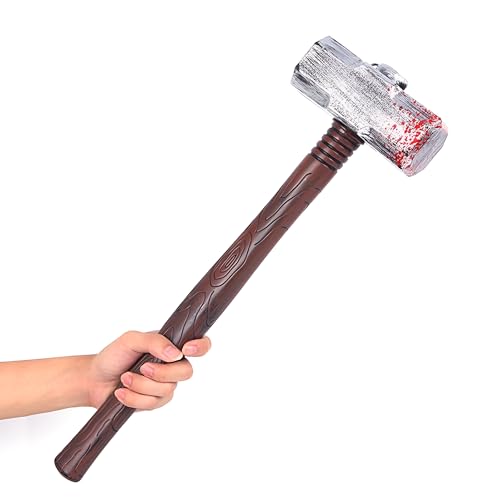 Image of Toyshine Simulated Plastic Bloody Long Handled Hammer Toy Fun Entertaining Fancy Dress /Theme Halloween Birthday Party Prop For Boys Girls
