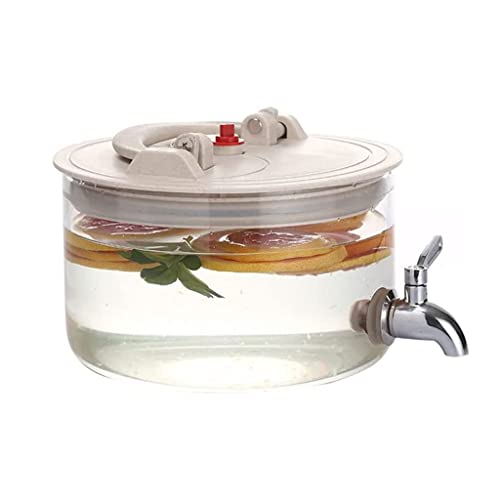 Dispensador de Bebidas Dispensador de bebidas para nevera Dispensador de bebidas de vidrio con grifo de acero inoxidable Dispensador de agua de boca ancha de fácil llenado para fiestas portátil Cover