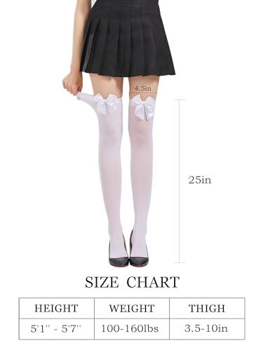 Image of SOUTHRO Thigh High Stockings & Fishnet Tights with Bow, Cute Kawaii Socks | Soft Nylon, Velvet & Satin Bow Styles; Thigh High, Knee High or Footed Tights; for Coquette, Halloween, Cosplay & Date