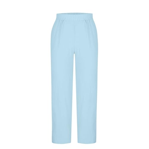 Cambkatl Men’s Straight Linen Business Casual Beach Pants Loose Elastic Waist Lightweight Vacation Trousers with Pockets4