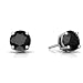 4mm Genuine Black Onyx Round Stud Earrings .925 Sterling Silver