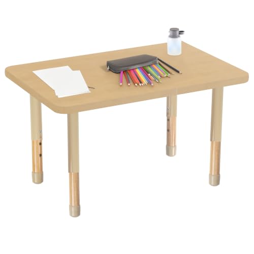 Image of 24 inch x 36 inch Rectangle Kids Classroom Table with Adjustable Chunky Wood Legs