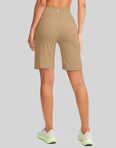 Image of SANTINY Women's 9 inch High Waisted Bermuda Shorts with 4 Pockets Knee Length Long Shorts for Women Workout Athletic Casual