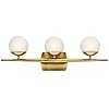 Kichler Jasper 24.5″ 3 Light Halogen Vanity Light with Satin Etched Cased Opal Glass Natural Brass