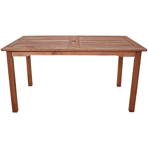 Sunnydaze Meranti Wood 5-Foot Dining Table With Teak Oil Finish - Outdoor Rustic Rectangle Dining Table Perfect For Outdoor Entertaining - Ideal For The Backyard, Deck, Patio, Front Porch Or Poolside #TOP4