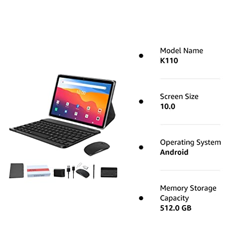 Zonko 2023 Newest 2 In 1 Tablet 128Gb Storage+1Tb Expand 10 Inch Android Tablet Pc, Octa Core Processor, Hd Touchscreen,13Mp Dual Camera, Gms Tablet With Keyboard Case Mouse #TOP7