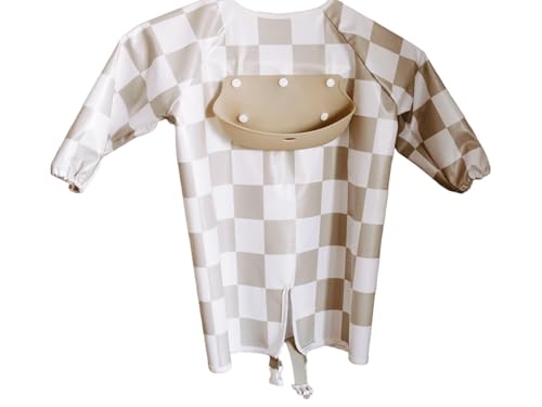 Image of Bibvy Mess Proof Baby Bibs, Long Sleeve Toddler Feeding Bib and Silicone Catcher, Chair Attaching, Waterproof, 6-36 Months