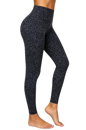 Enjoyoga Leggings Damen High Waist [mit Innentasche] -Blickdicht Sporthose Laufhose für Sport Yoga Gym -13(S-M, Y -Schwarz Leopard)